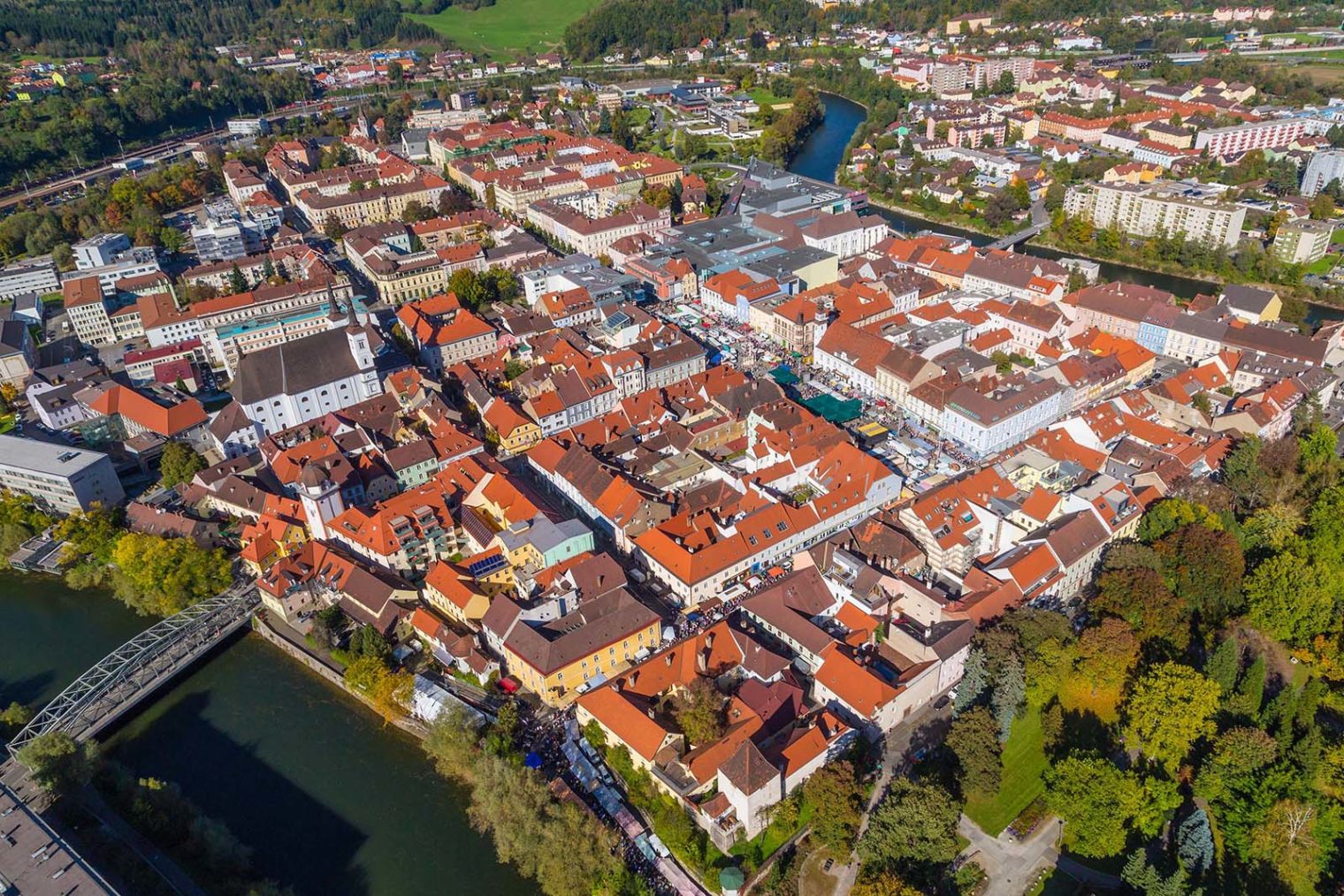 Luftaufnahme Altstadt Leoben