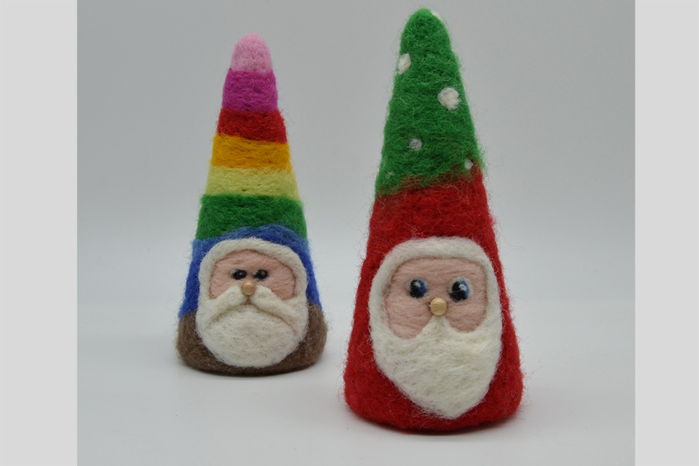 gefilzte Weihnachtswichtel-Kegel